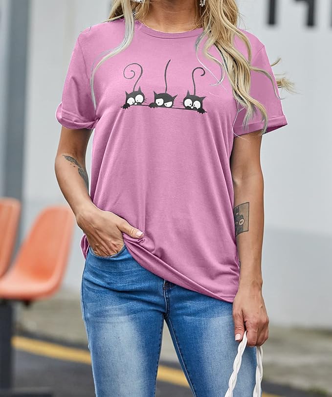 NIUBIA Women's T Shirts Summer Tops Simple Heart Graphic Shirts Sayings Short Sleeve Vacation Casual Blouse Thankful Tee