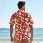 Custom Hawaiian Shirt with Face for Men, Unisex Tropical Beach Shirts Personalized Casual Funny Hawaii Button Down Shirts