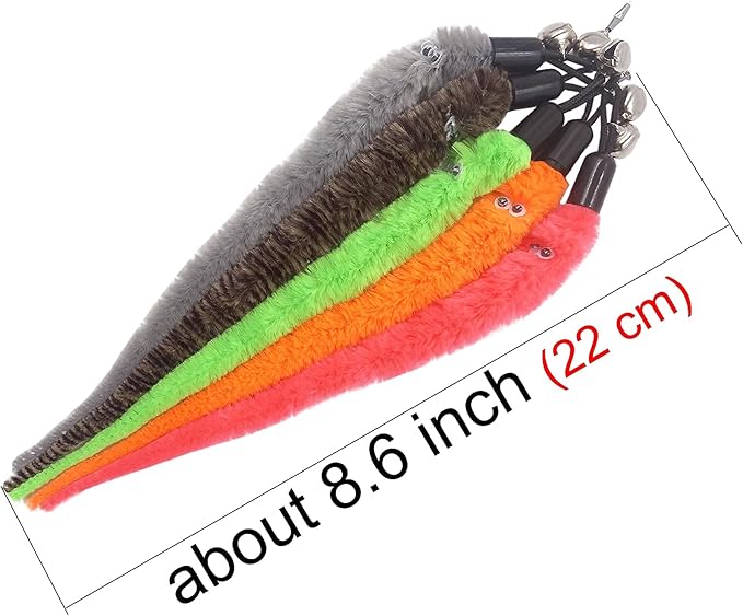 Cat Toy Worm Refills, 12 Pieces Interactive Cat Wand Attachments Worms Toy for Indoor Cats