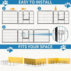 NEWBULIG Dog Playpen 16 Panels 32" Height Foldable Heavy Duty Metal Dog Exercise Playpen Puppy Fence for Indoor Outdoor Yard
