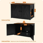 Dwanton Litter Box Enclosure, Cat Litter Box Furniture Hidden, Reversible Entrance Can Be on Left or Right Side, Wooden Cat Washroom Indoor, Black and Rustic Brown, 27.6 Inches