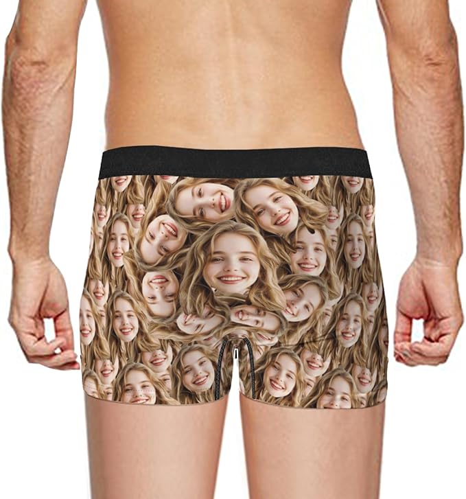 Personalized Underwear for Men with Face Custom Face Boxers Customized Boxer Briefs Funny Gifts for Him Husband Boyfriend