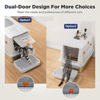 FURTIME Stainless Steel Litter Box with Lid, XL Extra Large Enclosed Cat Litter Box for Big Cats, Metal Cat Box with High Sided Enclosure & Scoop, Front & Top Entry, Odor Free, Anti-Leakage, Silver