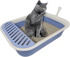 Senior Cat Litter Boxes, Collapsible Open Low Entry Cat Litter Pan with Scoop Travel Kitty Potty Pan Foldable Pet Toilet for Sick Disabled Older Elderly Cats 20.9x15.7x5.7 inch