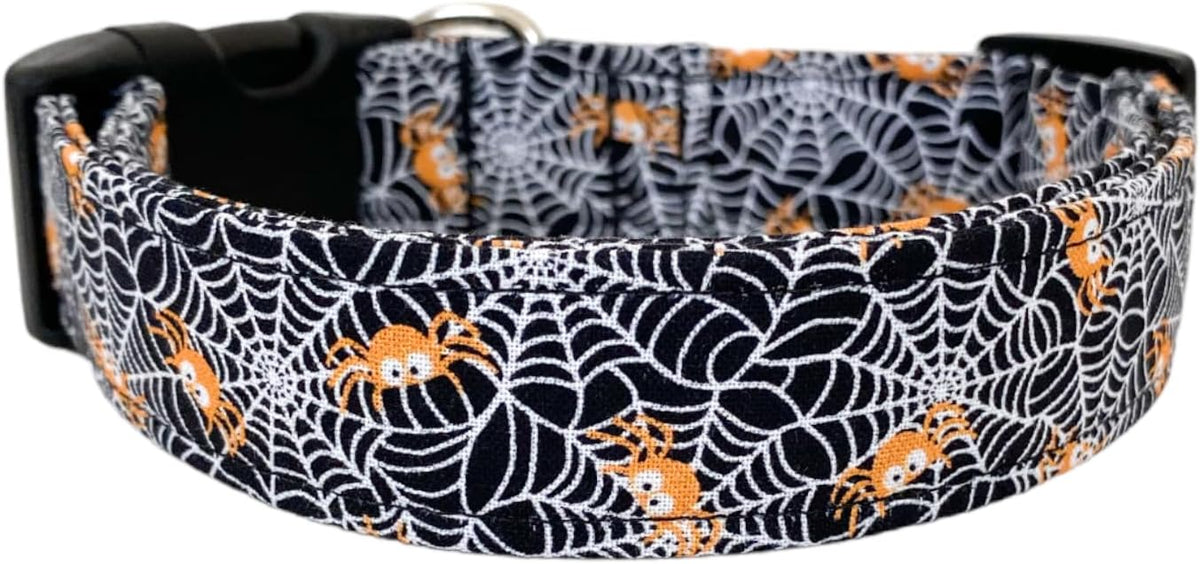 Orange Spiders Halloween Dog Collar (X-Large)