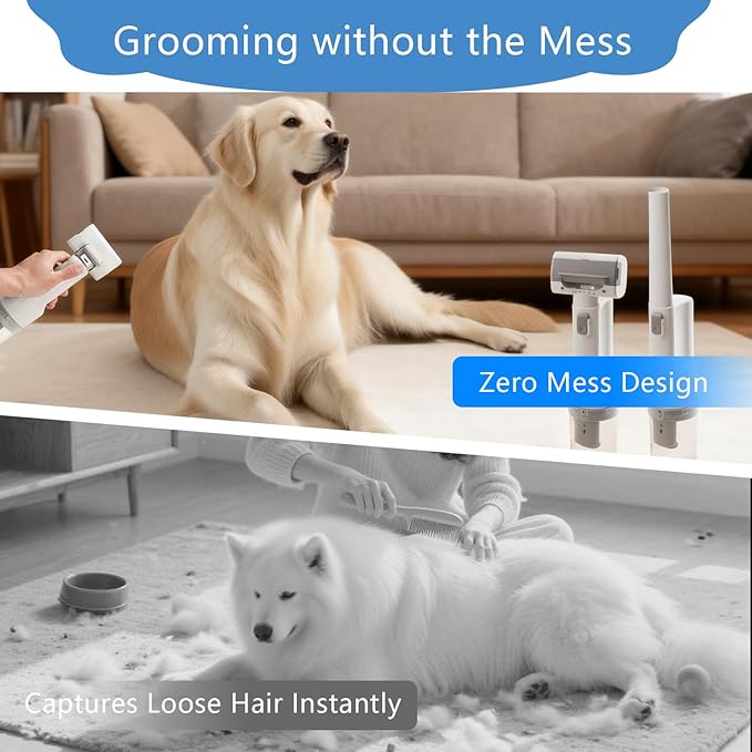 5-in-1 Cordless Pet Grooming Vacuum & Deshedding Tool - Rechargeable All-in-One Brush with Vacuum for Cats and Dogs, 5 Attachments for Dematting, Shedding & Home Cleaning (new box)