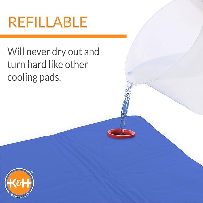 K&H Pet Products Coolin' Pet Pad Dog Mat, Portable Dog Cooling Mat for Travel or in Home, Perfect for Carriers, Crates, Outdoor Houses, Yards, Porches, Pet Beds & More - Large 36 X 20in Chill Blue