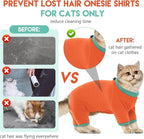 Sticky Cat Clothes Stretchy, Sphynx Hairless Sweater & Pajamas for Cats only, Soft Cat Onesie for Cats After Surgery Female Male & Hair Loss Prevention, Orange S