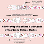 2 Pack Cotton Breakaway Cat Collars Set with Bell and Flower Pendant, Cute Floral Fruit Patterned, Adjustable 7.5-11Inch, Include A Mouse Toy Gift (Vintage+ Small Pink Flower)