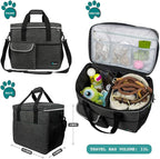 PetAmi Dog Travel Bag - Organizer with Food Container and Bowls, Supplies for Weekend Camping, Cat Diaper Bag (Charcoal, Large)