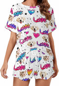 D-Story Custom Short Pajama Set with Pet Face Personalized Photo Sleepwear 2 Pieces Pjs Nightwear Xmas Gift for Women