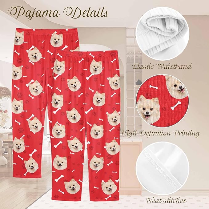 Custom Couple Pajama Pants Sock with Funny Face, Personalized PJ Anniversary Birthday Women Men Pants