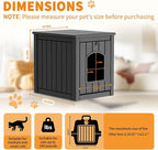 Cat Litter Box Enclosure, Multi-Functional Hidden Cat Litter Box Furniture & Indoor Outdoor Cat House with Side Table Design, Openable Front Door & Raised Floor, Easy to Clean & Assemble, Black