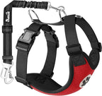 SlowTon Dog Seat Belt Harness for Car, Dog Car Harness Adjustable Mesh Breathable & Dog Seatbelt Safety Tether with Elastic Bungee for Small Medium Large Pets(Red, Double Clip, S)