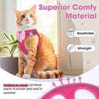 Cat Vest Harness and Leash Set for Walking Escape Proof, Adjustable Kitten Harness Breathable Mesh with Reflective Strips Harness for Kitty Puppy Bunny (Pink,XS)
