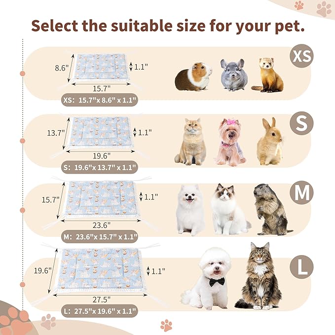 Reversible Silent Cat Bed Self Warming Pet Pad Thin Style Mat Washable Cushion Pad, Pad for Window Perch Outdoor Cat Houses, for Cats, Small Dogs, Rabbits, Non Electric,(Blue Kitten,L)