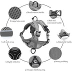 Wanheart cat Chest Harness and Leash, Anti-Escape Adjustable Soft mesh cat Leash and Chest Harness Set for All Types of Cats cat Vests (Grey, 11.02-16.5lb)