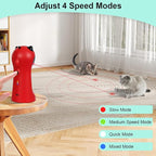 TBTeek Cat Toy, Automatic, Motion-Activated, Rechargeable, 5 Fun Patterns, Random Rotating Trajectory, 4 Speed Modes, Adjustable Light Angles for Indoor Cat Kitten Dog（Red）