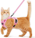 Cat Harness and Leash for Walking Escape Proof Soft Adjustable Cat Leash Breathable Comfortable Vest Easy to Wear Kitten Harness for Outdoor Travel Pink S
