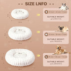 Self Warming Cat Bed, Donut Pet Bed for Indoor Cats and Small Dogs, Self-Heating Dog Bed with Non-Slip Bottom, Winter Comfort Dog Beds for Puppies, Washable & Portable Egg Tart Shape (S)