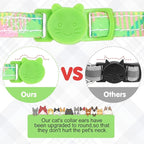 Breakaway Cat Collars with Bell & Cute Pendants - 3 Pack Adjustable Safety Kitten Collars - Decoration for Girl Boy Cats Puppy and Small Pets (Style C - Green Plaid)