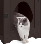 Yaheetech Cat Litter Box Enclosure, Hidden Litter Box Furniture with Side Towel Bar, Wooden Cat Washroom, Storage Cabinet, Indoor Pet House, Side Table Nightstand, Espresso