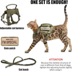 AIWAI Tactical Cat Harness for Walking Escape Proof, Adjustable Pet Vest Harness, Soft Mesh with Control Handle for Large Cat Small Dog, Gift with Patch