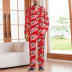 Custom Face Pajamas for Women Men,Personalized Dog Cat Pet Pajamas Set,Christmas Long Sleeve Sleepwear Pjs