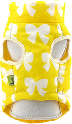 SMALLLEE_LUCKY_STORE Pet Water Resistant Winter Jacket Vest with D-Ring for Small Dog Cat Zip-up Padded Puppy Coat Chihuahua Yorkie Kitten Warm Clothes, Yellow, M
