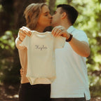 COUPLEHOODIES Personalized Baby Onesie Bodysuit – Custom Embroidery Gift for Pregnancy Reveal Baby Shower or First Grandchild