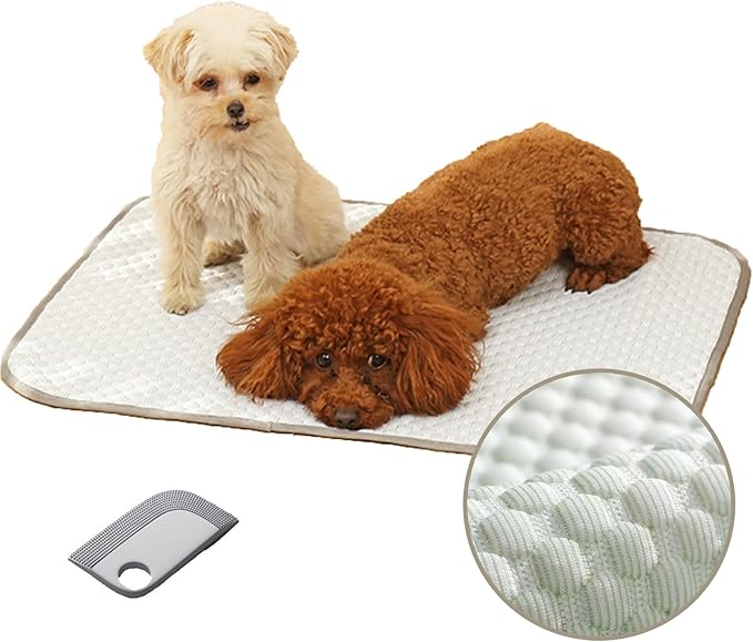 Trumoon Cooling Mat for Dogs and Cats, Pet 3D Pebble Cooling Blanket for Indoor and Outdoor (Grey, Large(21.6"×27.6"))