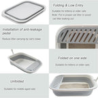 Senior Cat Litter Boxes, Collapsible Open Low Entry Cat Litter Pan with Scoop Travel Kitten Potty Pan Foldable Pet Toilet for Sick Disabled Older Elderly Cats Pink 20.9x15.7x5.7 inch