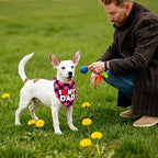 GreenJoy Cute Plaid Dog Bandana – Washable Pet Triangle Scarf for Small, Medium, Large Dogs and Cats, Adjustable Pet Accessory for Birthday, Wedding and Christmas (Pink (I Love My Dad), Large)