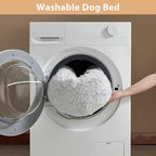 WNPETHOME Calming Dog Bed Cat Bed Donut, Faux Fur Pet Bed Self-Warming Donut Cuddler, Comfortable Round Plush Dog Beds(20 x 20 x 8 Inch, Light Grey)
