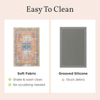 Lovewag Cat Litter Box Mats 2 Pack - Small 16x24 Machine Washable, Easy Clean, Non-Slip, Waterproof Mats for Indoor Cats - Kitty Litter Mess Control & Pet Urine Floor Protection - (Caramel Creme)