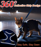 Cat Harness and Leash for Walking Escape Proof Soft Adjustable Cat Leash Breathable Comfortable Vest Easy to Wear Kitten Harness for Outdoor Travel Blue M