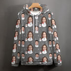 Artsadd Custom Face Unisex athletic Pockets Sweatshirt Loose Hoodie Custom Christmas Long Sleeve Sweatshirt Hooded Pullover
