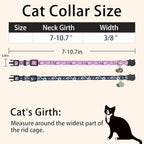 Cat Collar Breakaway, 2 Pack Cotton Cats Collars with Bells, Cute Flowers Shaped for Girl Boy Kittens, Purple and Blue