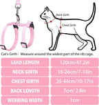 PUPTECK Adjustable Cat Harness and Leash Set Escape Proof Kitten Strap Collar for Walking Travel, Light Pink