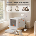 FURTIME Stainless Steel Litter Box with Lid, XL Extra Large Enclosed Cat Litter Box for Big Cats, Metal Cat Box with High Sided Enclosure & Scoop, Front & Top Entry, Odor Free, Anti-Leakage, Silver