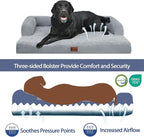 Orthopedic Dog Beds for Extra Large Dogs, Waterproof Egg Crate Foam XL Dog Bed with Sides 45x35Inch, Big Dogs Couch Beds with Removable Washable Cover and Nonskid Bottom, Grey
