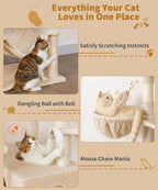 AMHANCIBLE Tall Cat Tree, 70 Inch Cat Tower for Indoor Cats, Multi-Level Cat Tree with Scratching Post, Hammock, Hanging Basket, Large Cat Condos for Adult Cats Kittens, Beige, PT18BG