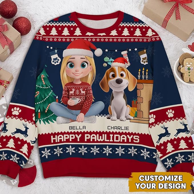 Wrappiness A Girl And Her Dog Christmas Sweatshirt - Cozy Unisex Fit Custom Shirt - Cute for Women Pet Lovers