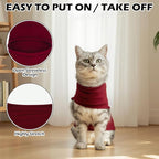 EXPAWLORER Soft Cat Sweater - Sweaters for Cats Only Warm Kitten Clothes, Fall and Winter Pet Coat Pullover Design, Fleece Sweatshirt Clothing Also for Puppy Small Dogs, Red Small