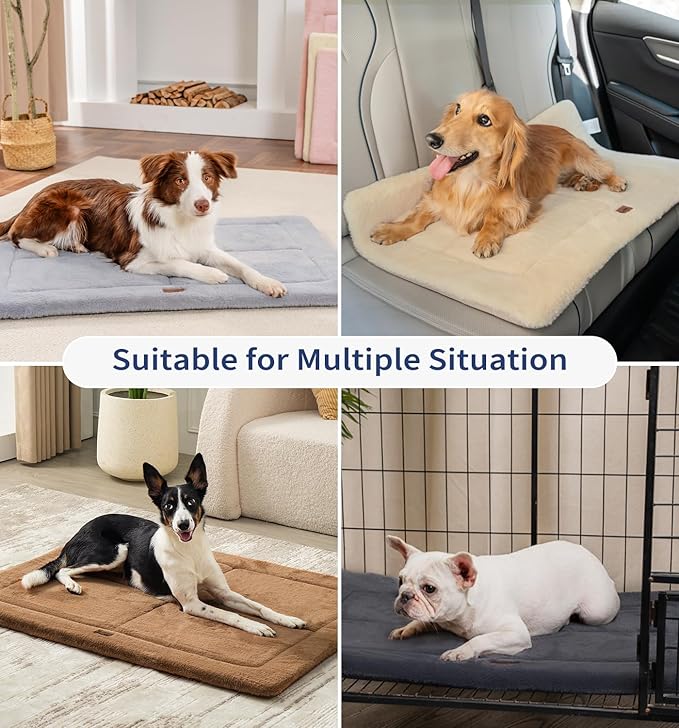 MADE 4 PETS Dog Crate Pad Bed for Large Dogs, Washable & Reversible, Anti-Slip Kennel Mat for Cozy Sleeping, Soft Fluffy Dog Bed for Indoor & Outdoor Use, 36"x27", Gray