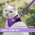 Cat Harness and Leash Set,Escape Proof Kitten Harness,Step in Adjustable Soft Lightweight,Easy Control,Reflective Strips Comfortable for Walking Travel(Purple,XXXS)