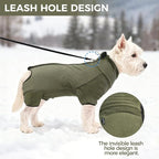 Mihachi Dog Snow Suit Dog Coat Soft Fleece Pullover Pajamas, Pet Windproof Warm Cold Weather Jacket with Zipper, Reflective Jumpsuit Apparel Outfit Clothes for Medium Dog, Army Green M