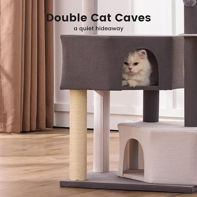 Gardner Pet 41" Tall Cat Tree Corduroy for Medium-Large Cats, Heavy Duty Cat Trees Towers with 2.8in Posts & Washable Top Perches, Easy to Assembly