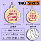 Bad Tags Personalized Dog and Cat ID Tags in 25+ Designs and 2 Sizes - 5 Lines of Custom Engraved Text - Funny Cute Personalized Pet Tags (Resident Crackhead - Yellow, Small (1 inch))