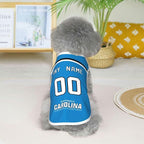 Carolina Custom Pet Jersey Dog Clothes Jersey Various Sizes Customized Any Name & Number for Small & Middle and Big Dogs